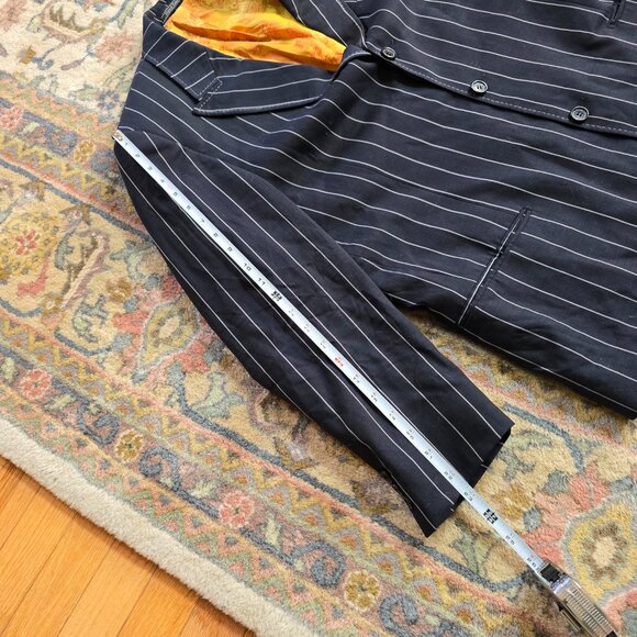 Code Red by Steve Harvey Merino Wool Black Pinstripe Blazer Men's 44 - Picture 10 of 11